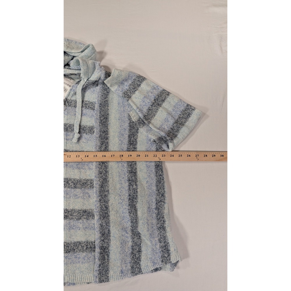 Nic+Zoe Womens XXL Blue Striped Full Zip Hooded Cotton Blend Sweater NWT - Picture 4 of 8